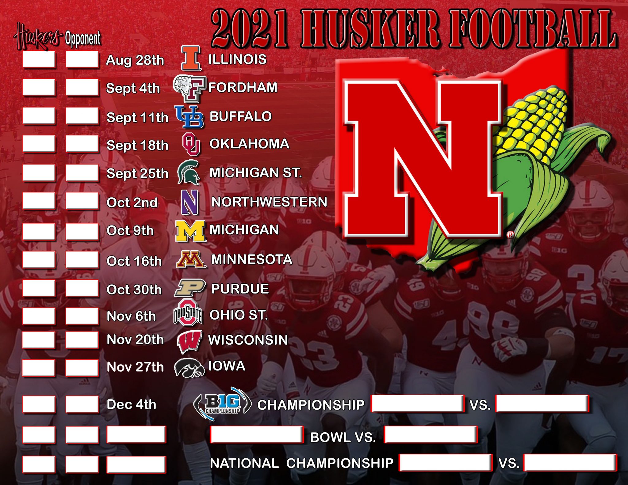 A few changes to the schedule Huskers In Ohio